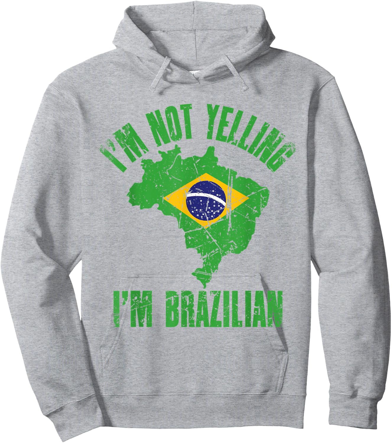 I'm Not Yelling I'm Brazilian | Retro Distressed Brazil Hoodie - Hoodie | Ash