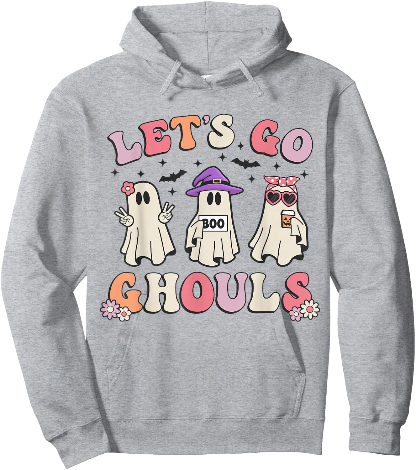 Lets Go Ghouls Retro Halloween Ghost Women Toddler Girl Hoodie - Hoodie | Ash