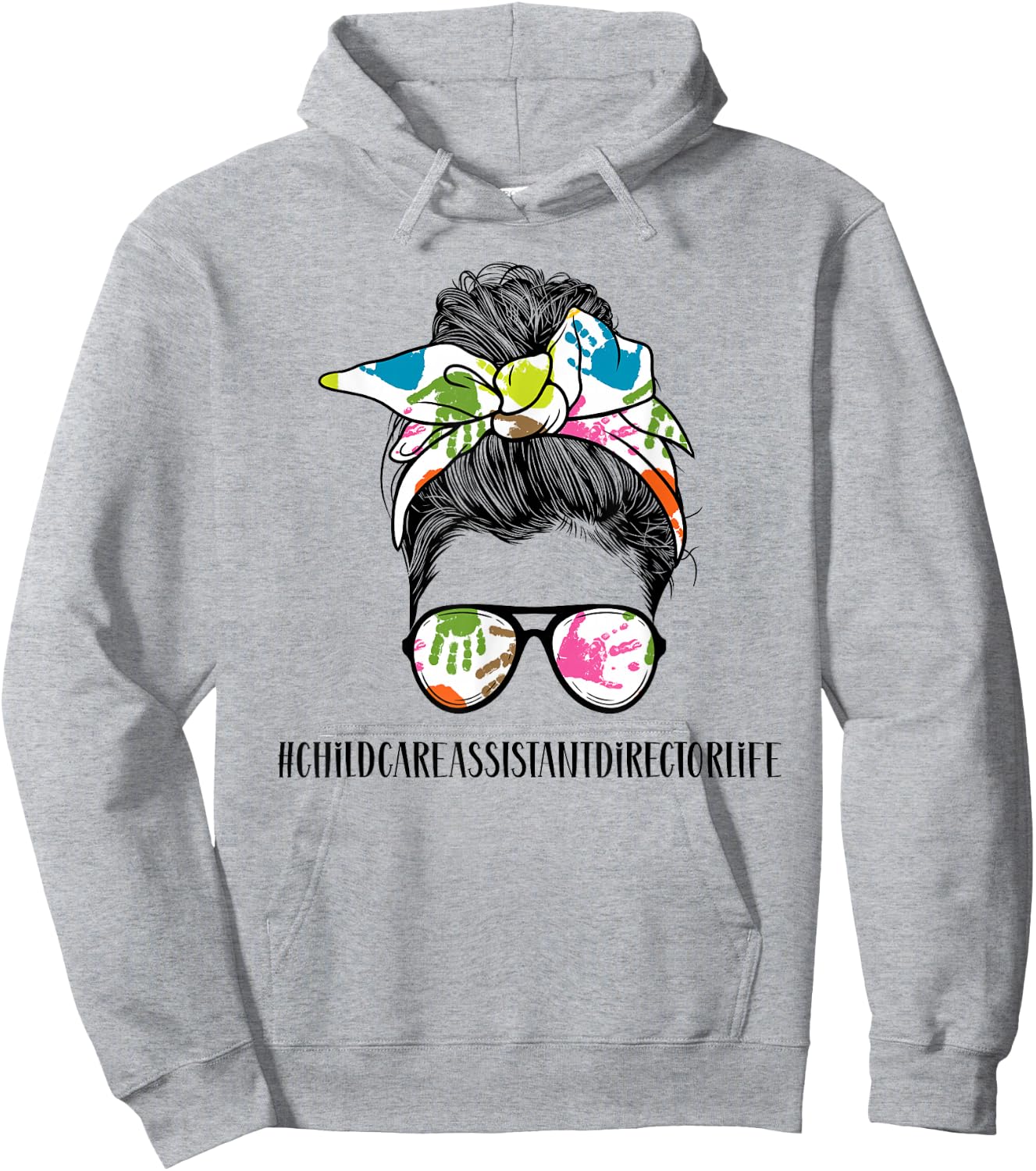 Childcare Assistant Director Messy Bun Hoodie - Hoodie | Ash