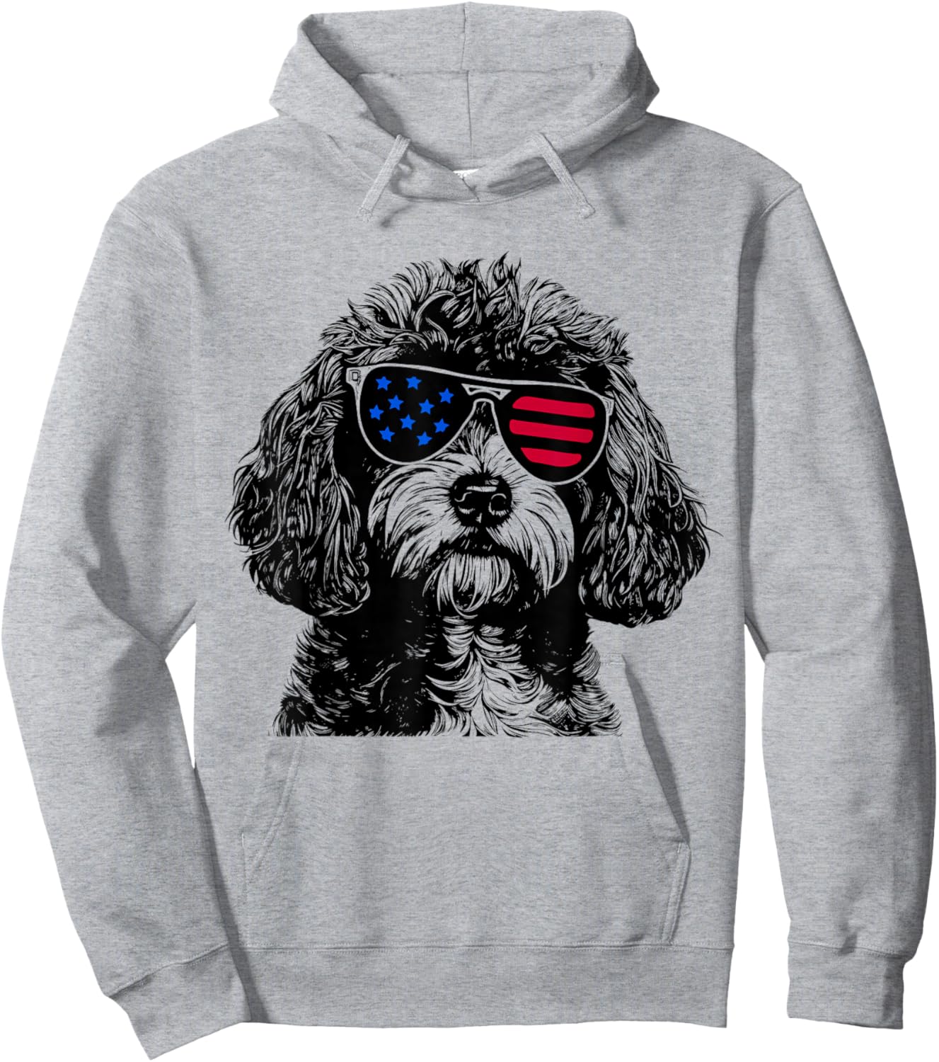 Cavapoo Dog 4th July America USA Flag Hoodie - Hoodie | Ash