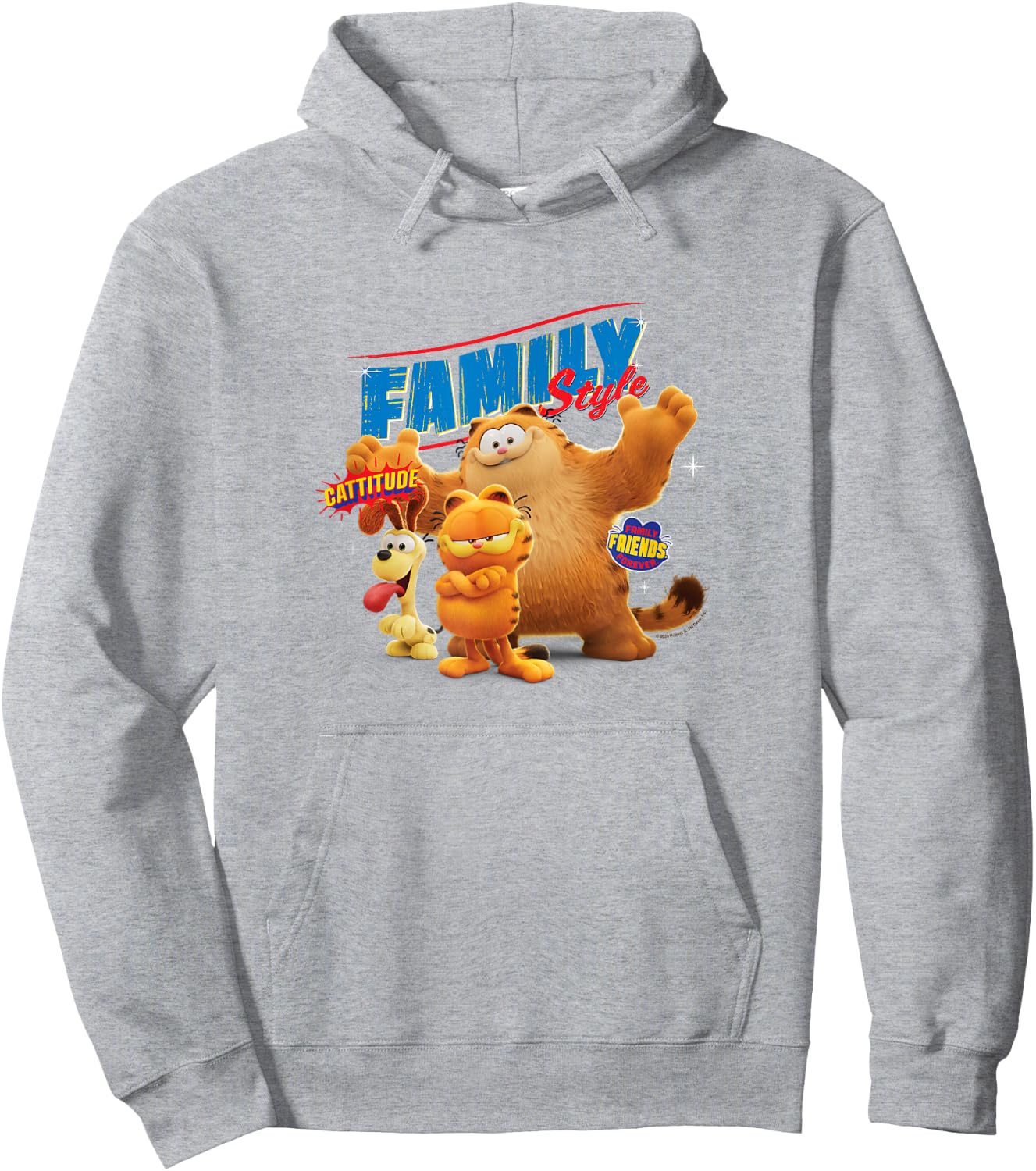 The Garfield Movie Family Style Cattitude Group Shot Hoodie - Hoodie | Ash