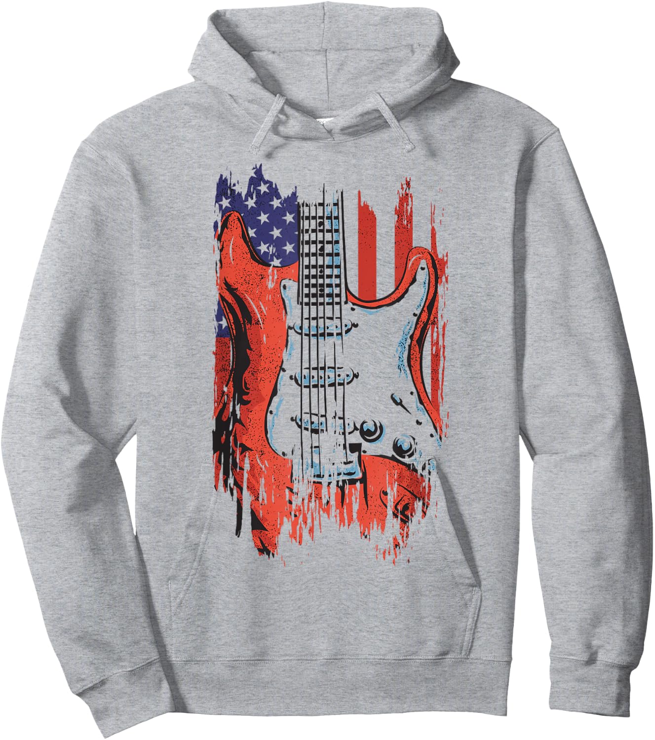 American Flag Guitar 4th of July Guitarist USA Country Music Hoodie - Hoodie | Ash