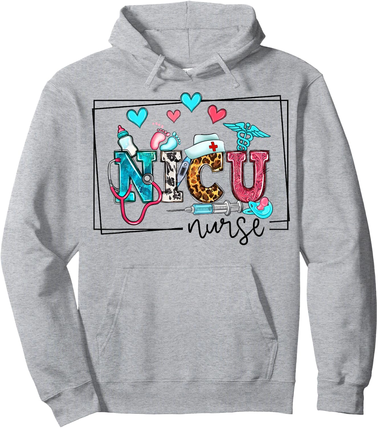 NICU ICU Neonatal Intensive Care Unit Nursing Appreciation Hoodie - Hoodie | Ash