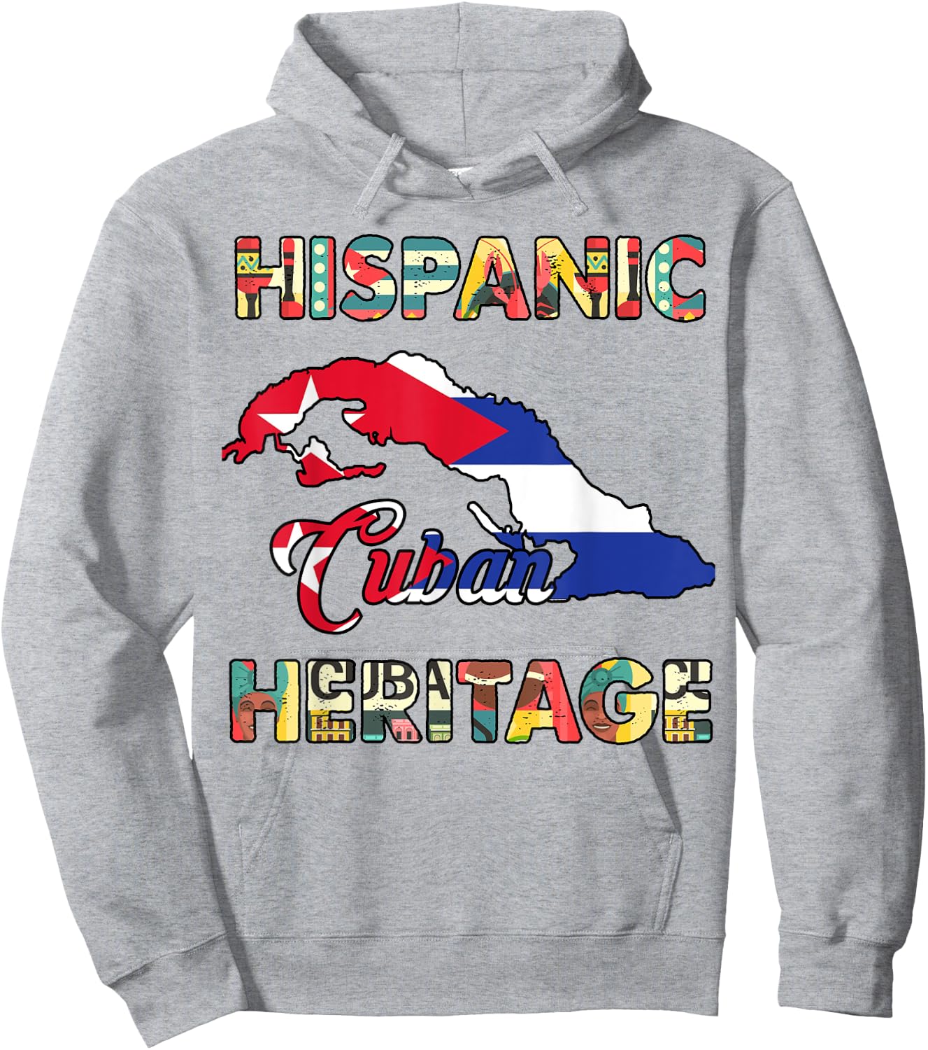 Cuba Flag Men Women Kids Cuban Hispanic Heritage Month Proud Hoodie - Hoodie | Ash