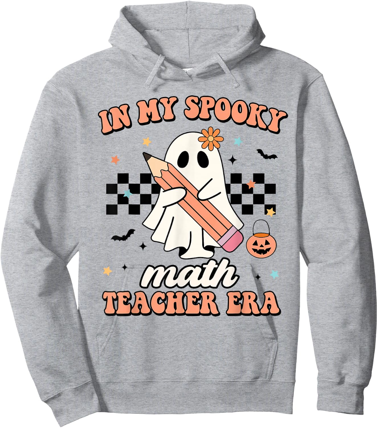 in My Spooky Math Teacher Era Groovy Retro Halloween Costume Women Hoodie - Hoodie | Ash