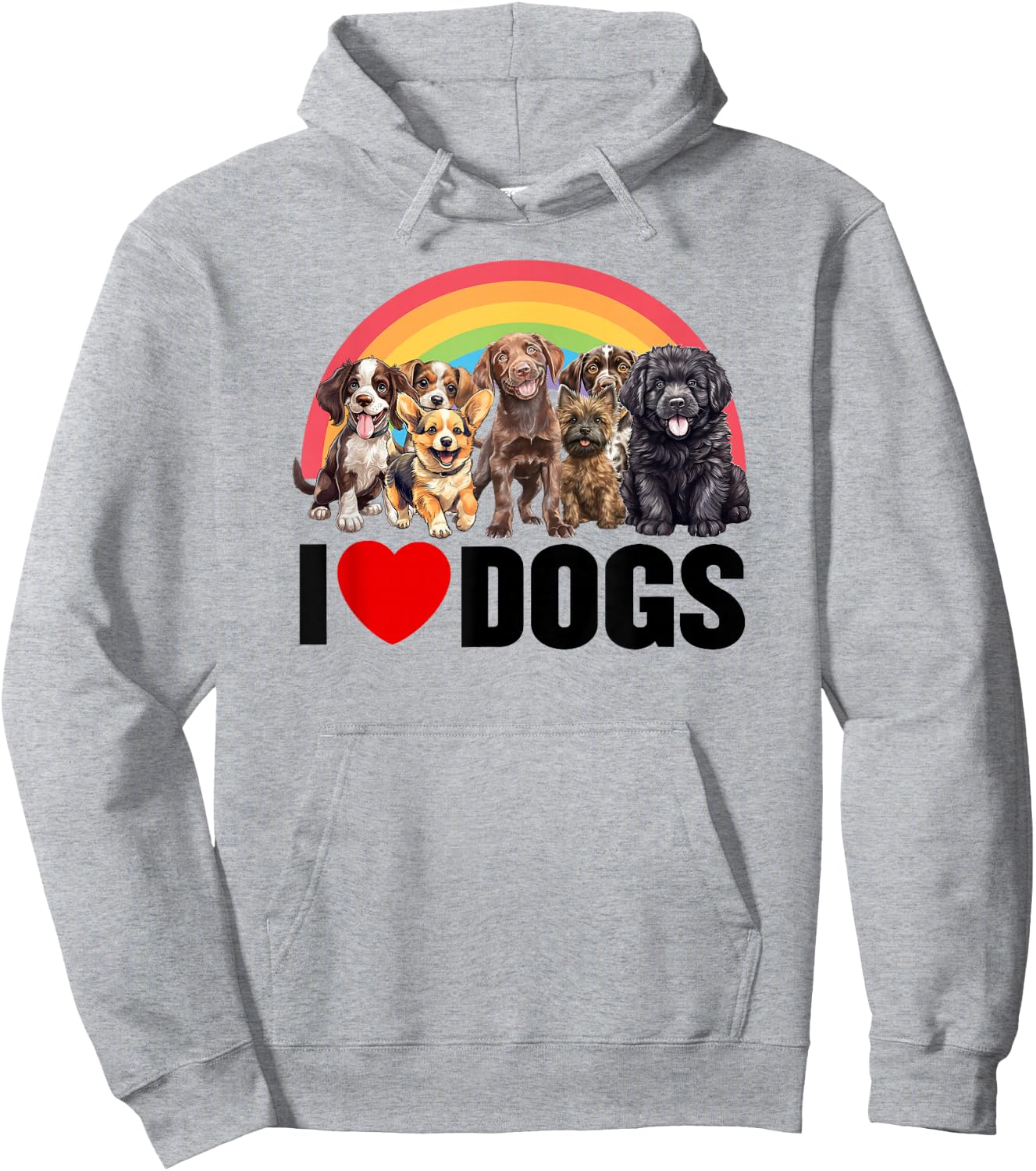 I Love Dogs Shirt, Cute Rainbow Shirt, Funny I Heart Dogs Hoodie - Hoodie | Ash