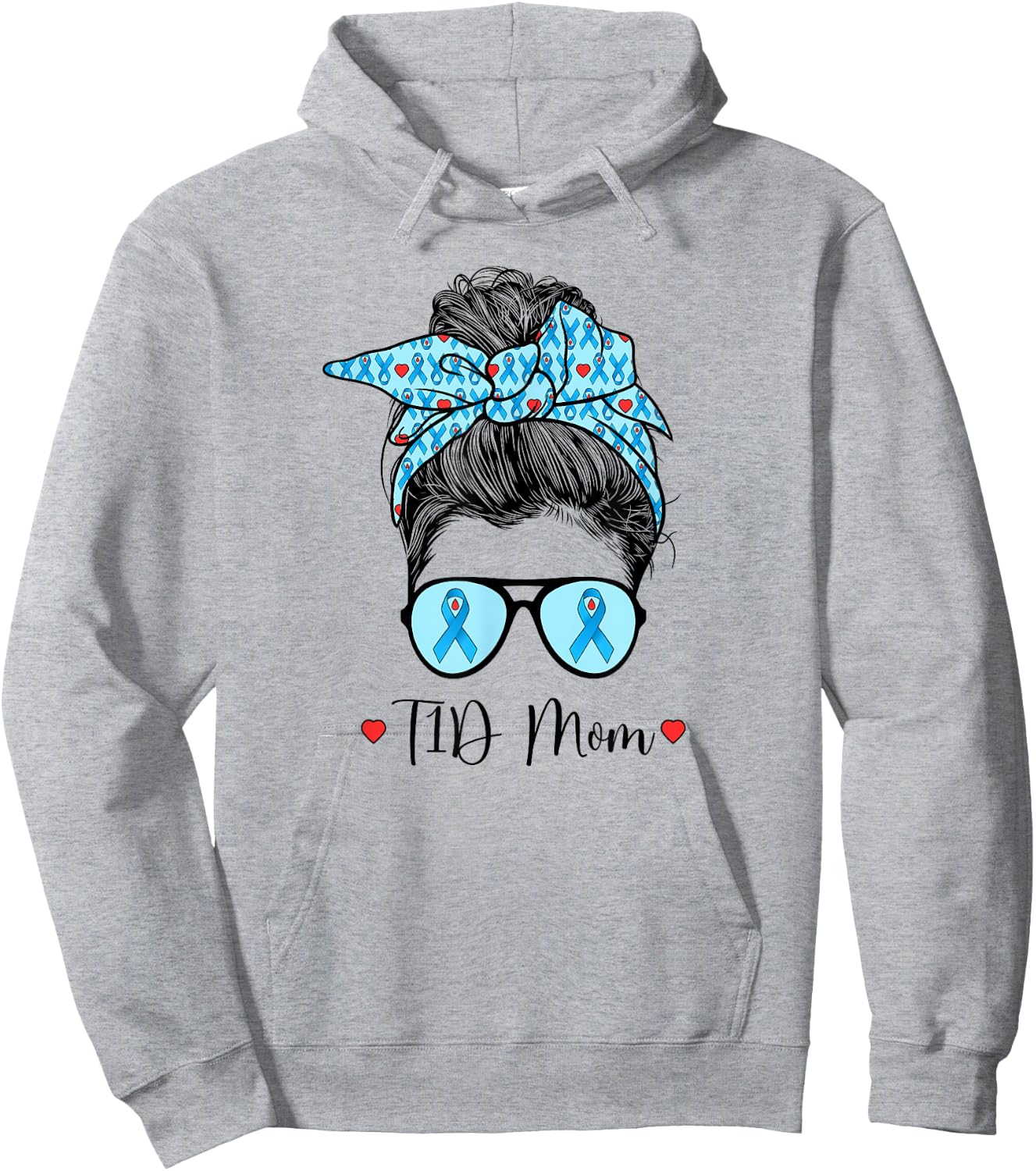 T1D Mom Diabetes Warrior Mother Type 1 Diabetic Warrior Hoodie - Hoodie | Ash