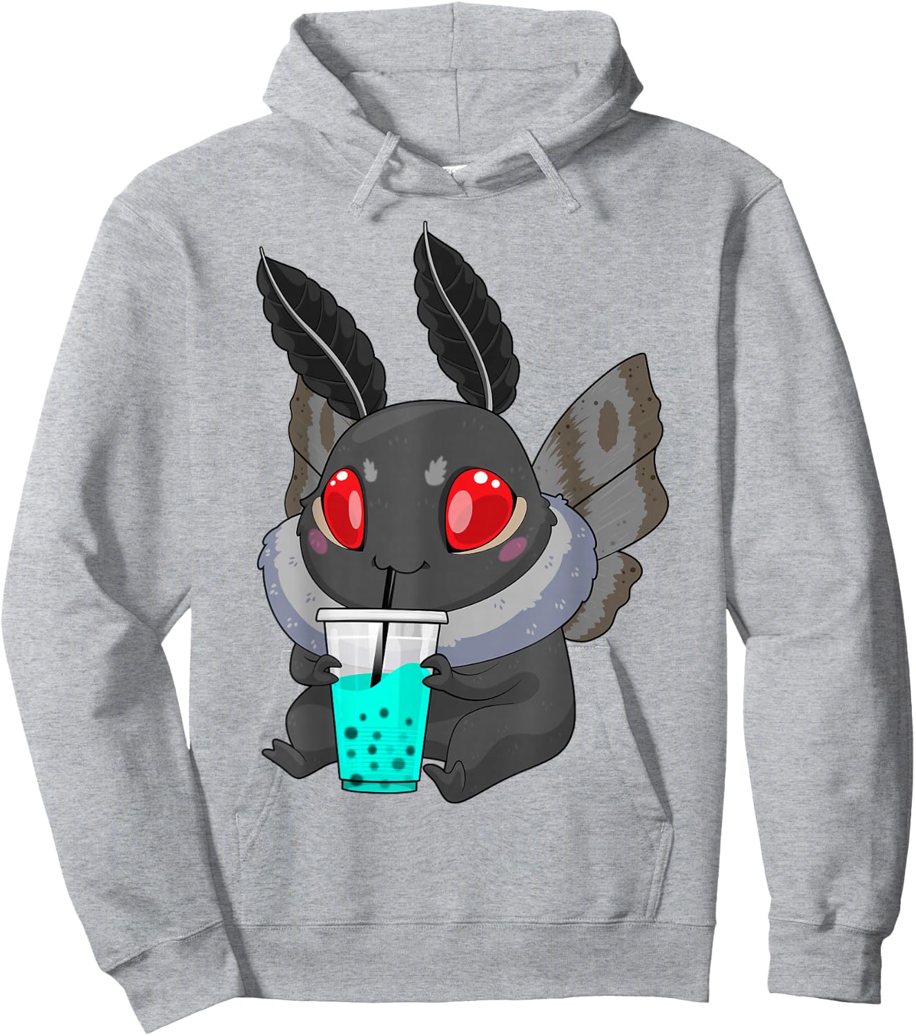 Mothman Bubble Tea Cryptid Kawaii Boba Creature Folklore Hoodie - Hoodie | Ash