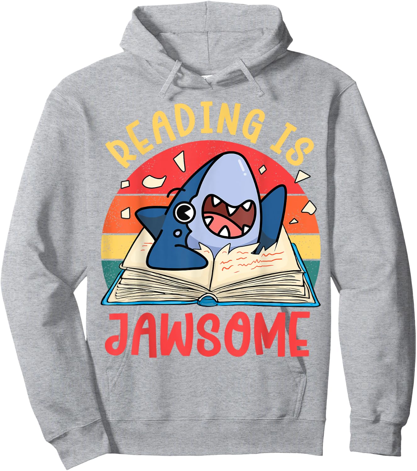 Reading Is Jawsome Shirt Shark Book Kids Boy Toddler Nerdy Hoodie - Hoodie | Ash