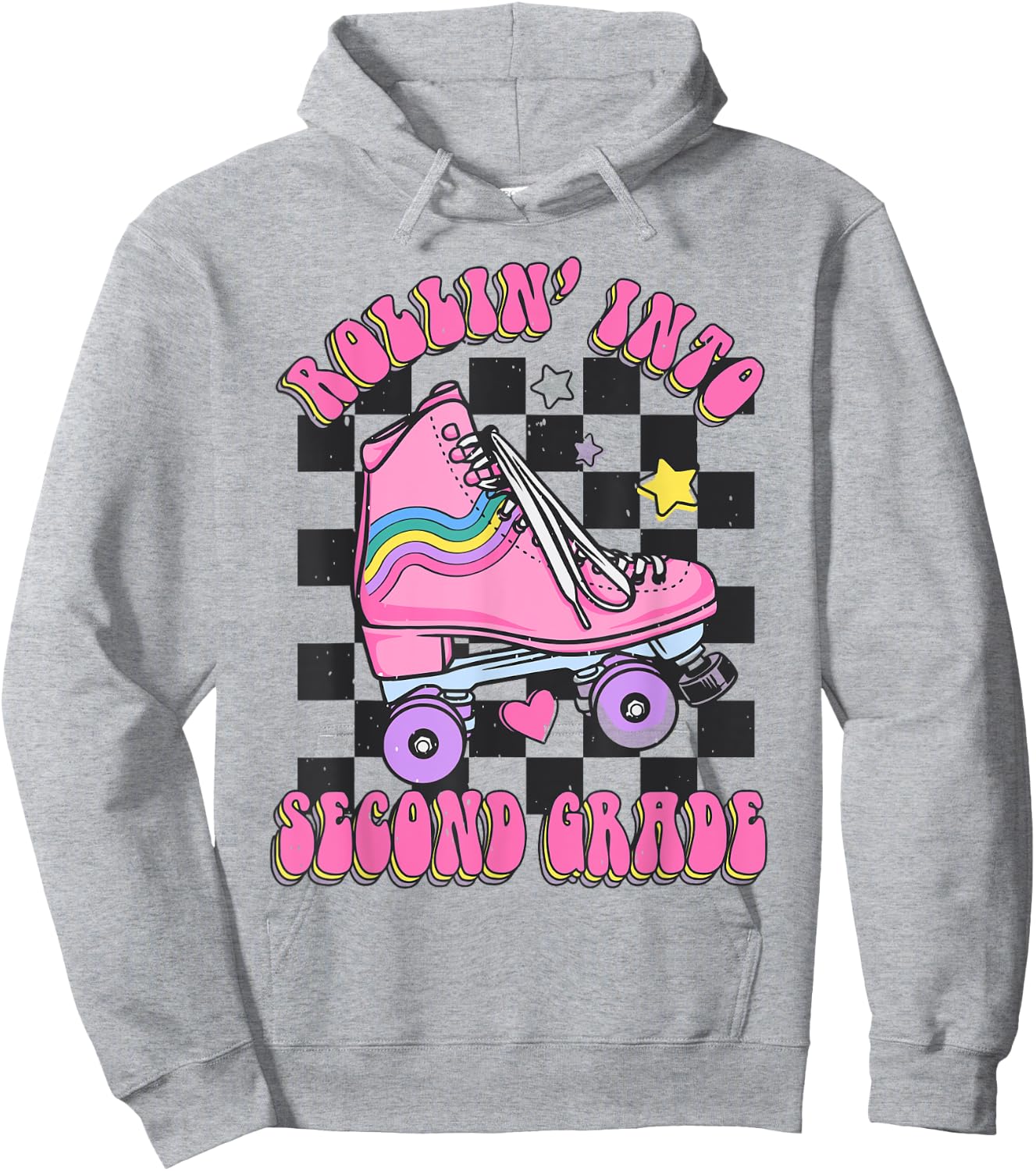 Kids Back To School Skating Rollin Into Second 2nd Grade Hoodie - Hoodie | Ash