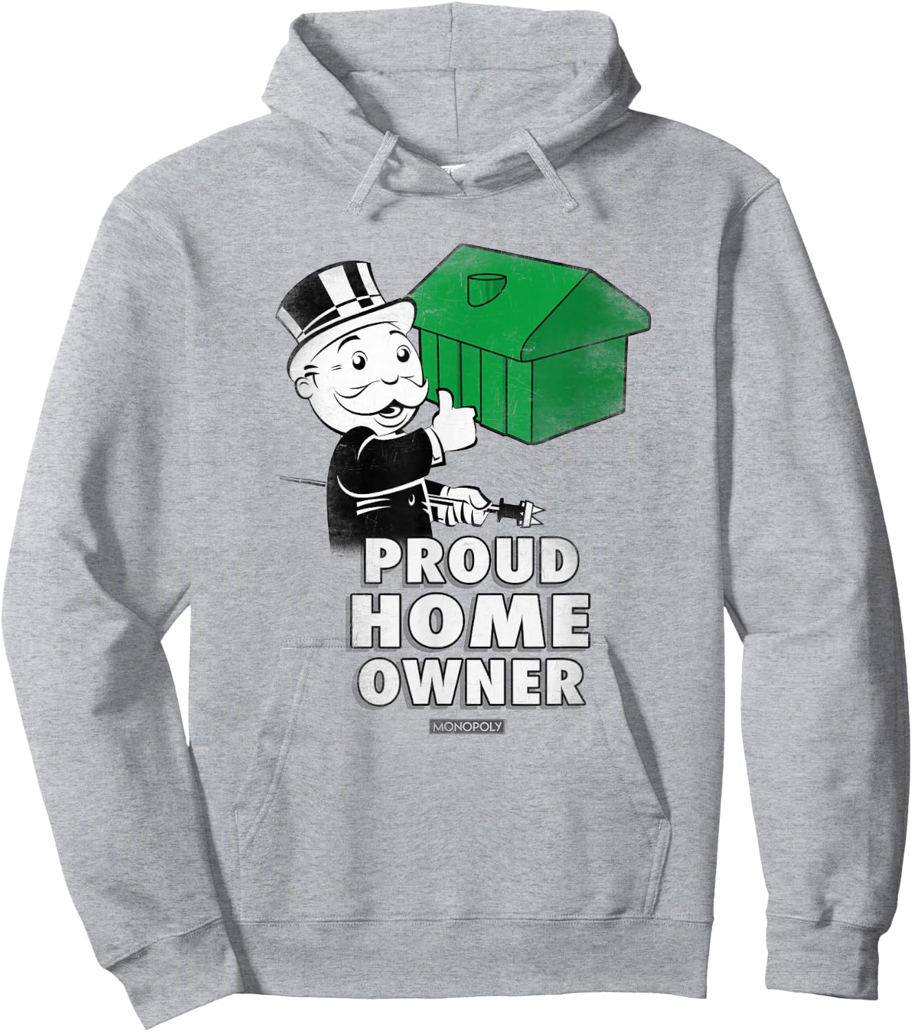 Monopoly Mr. Monopoly Proud Home Owner Vintage House Logo Hoodie - Hoodie | Ash
