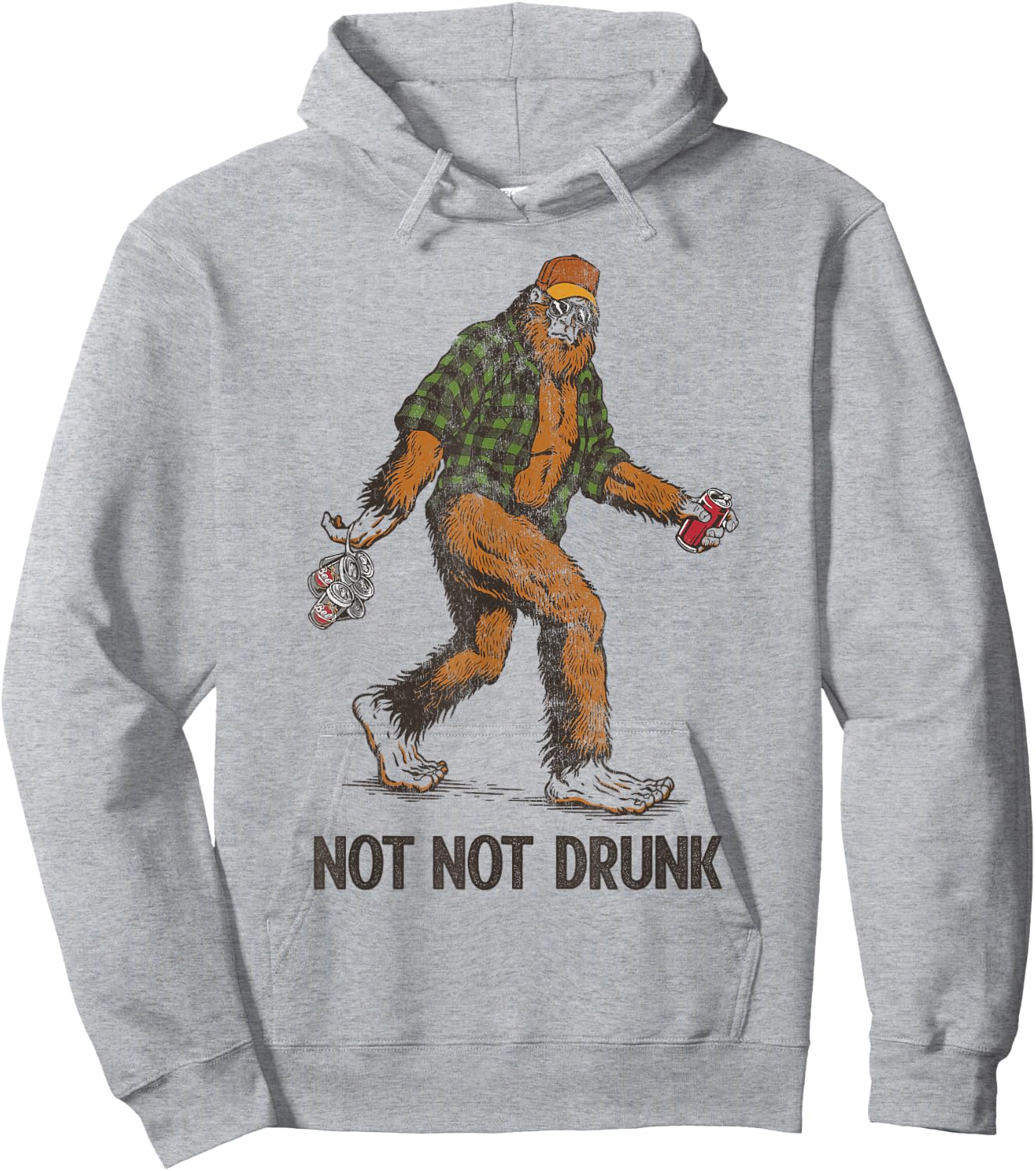 Not Too Drunk Sasquatch Lumberjack Spotted With Beer Pack Hoodie - Hoodie | Ash