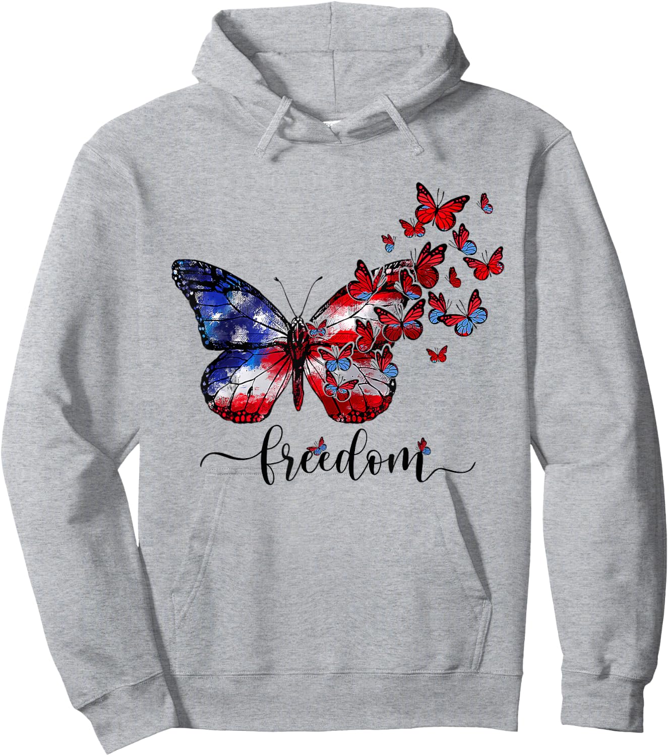 USA Flag Butterfly Freedom Happy 4th Of July Kids Men Hoodie - Hoodie | Ash