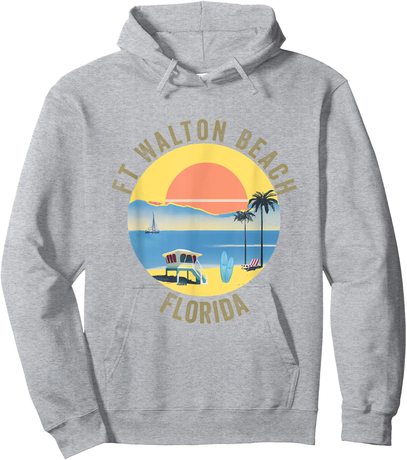 Ft Walton Beach Souvenir Apparel - Retro Vintage Hoodie - Hoodie | Ash