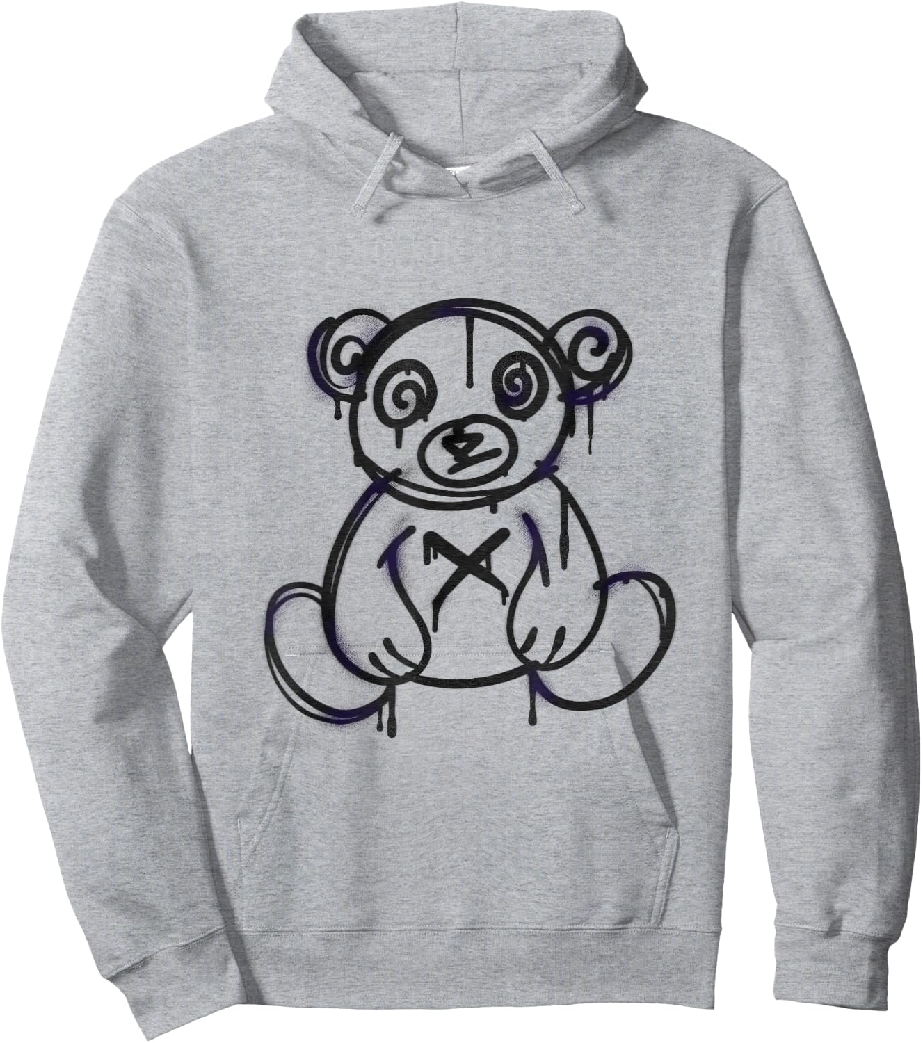 Teddy Drip Spray Painted Bear Graffiti Hoodie - Hoodie | Ash