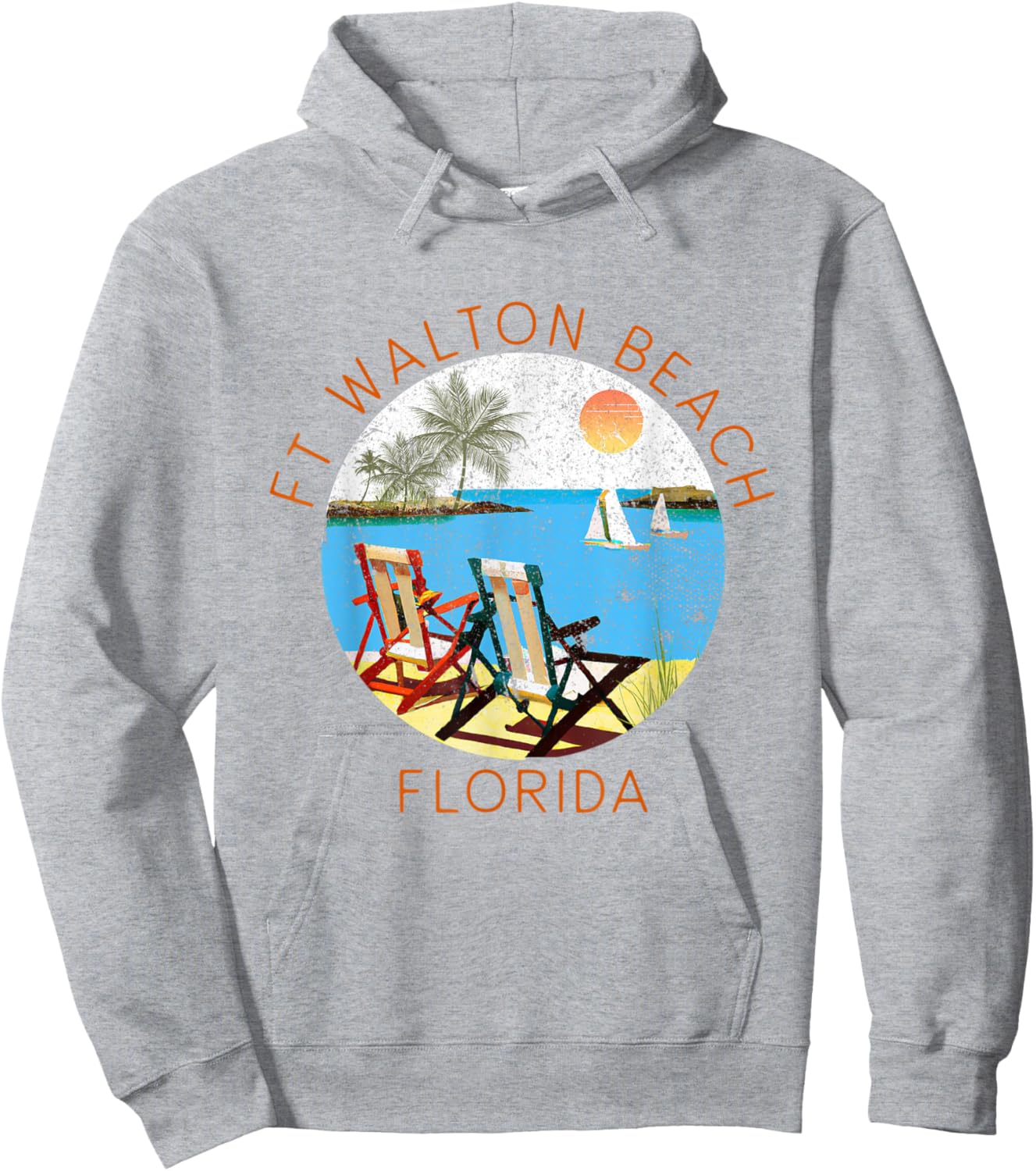 Retro Ft Walton Beach Souvenir - Vintage Beach Vacation Women Kids Hoodie - Hoodie | Ash