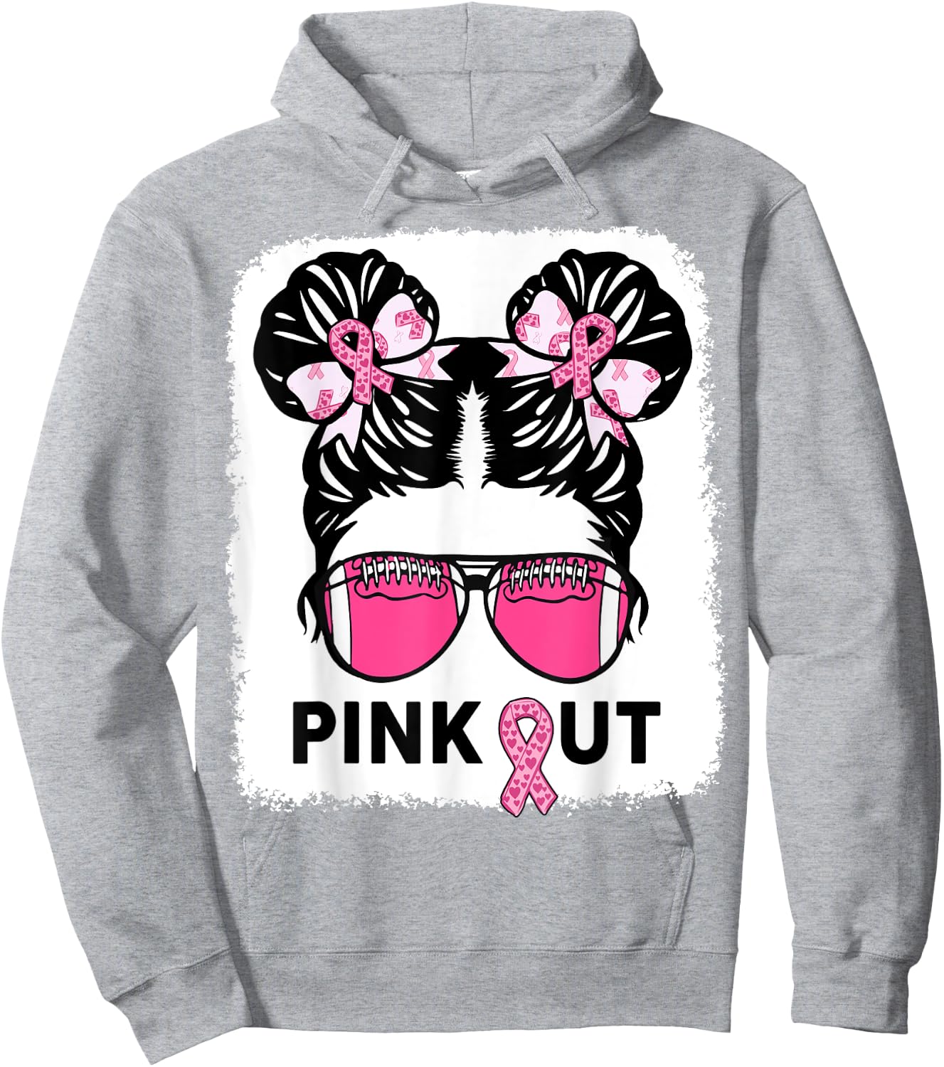 Girl Breast Cancer Awareness Football Pink Out Daughter Kids Hoodie - Hoodie | Ash