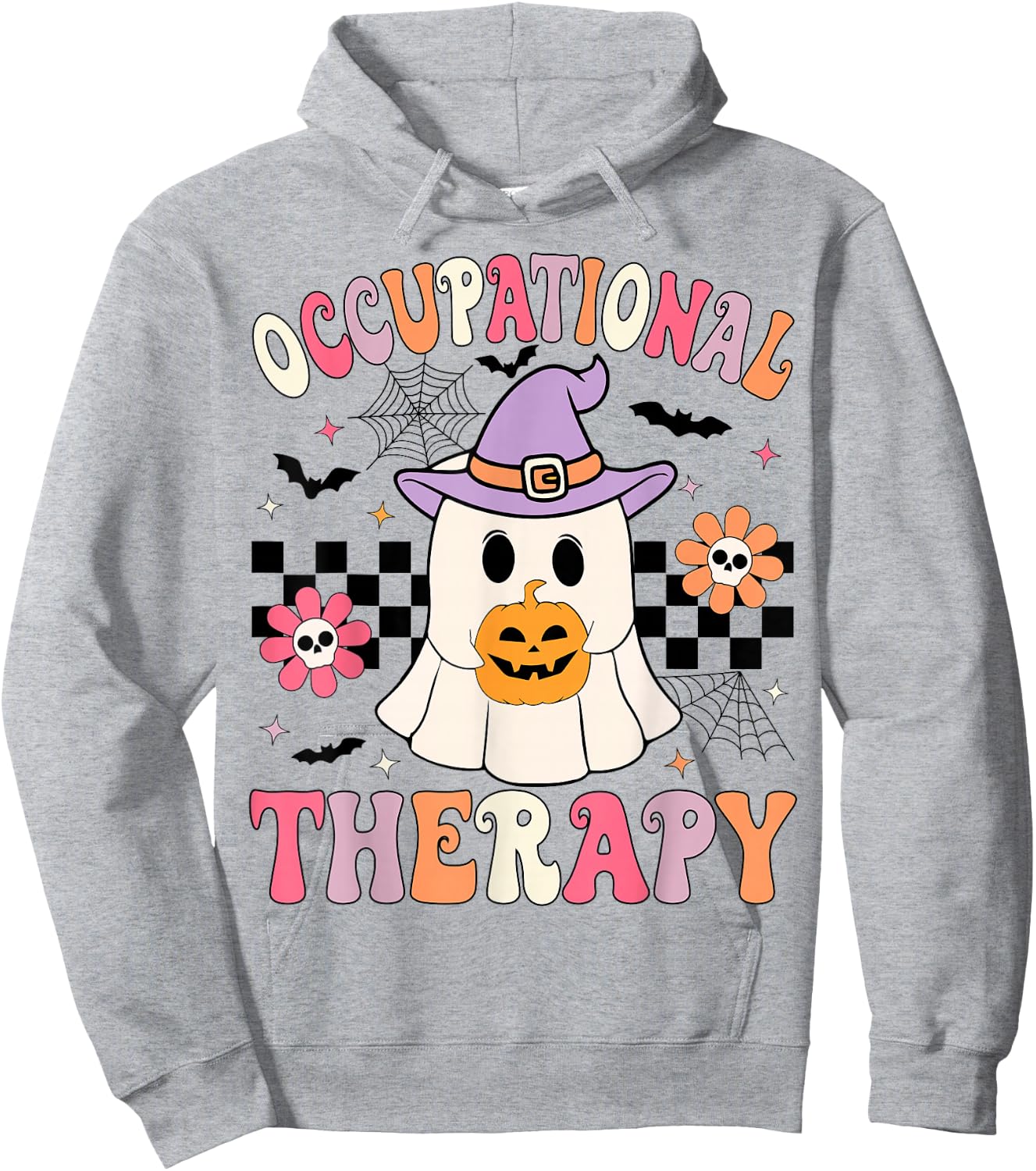 OT Occupational Therapy Halloween Retro Ghost OT Halloween Hoodie - Hoodie | Ash