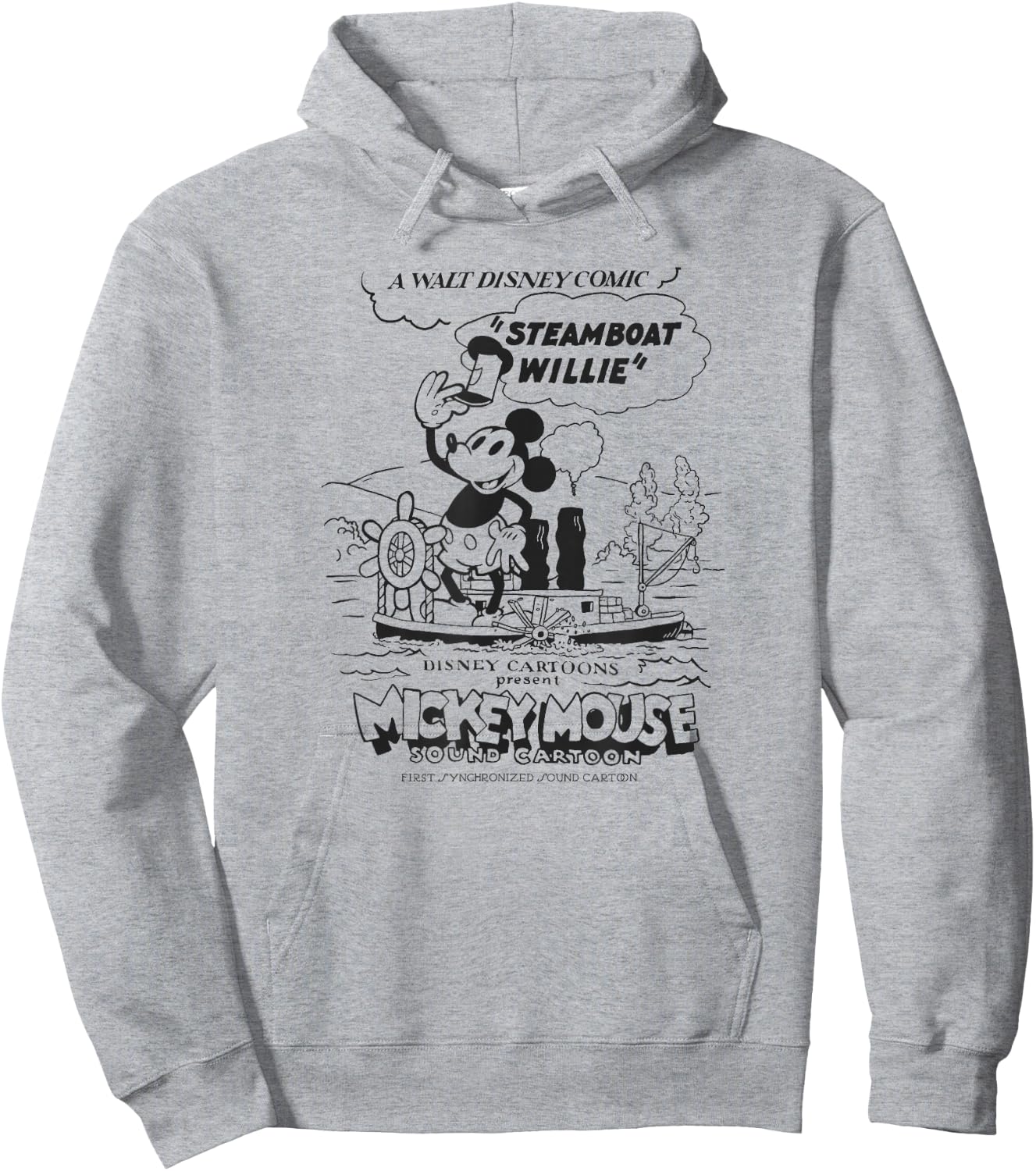 Disney Mickey and Friends Steamboat Willie Sound Cartoon Hoodie - Hoodie | Ash