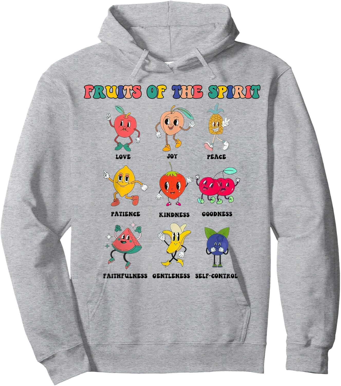 Kids Fruit Of The Spirit Retro Christian Cute Bible Hoodie - Hoodie | Ash
