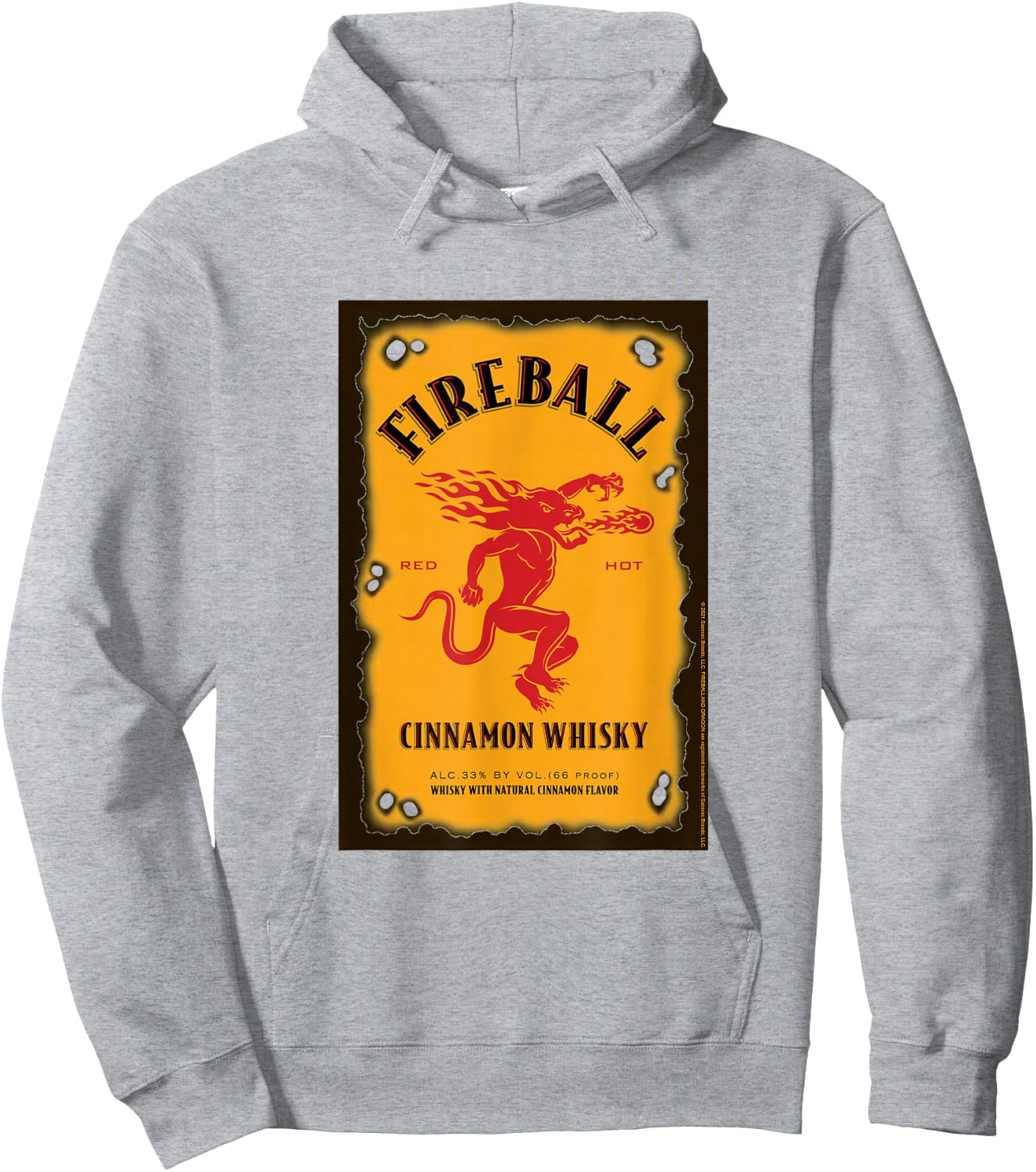 Fireball Cinnamon Whisky Distressed Bottle Label Drink Hoodie - Hoodie | Ash