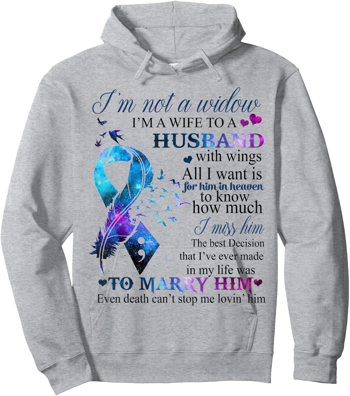 I'm Not A Widow I'm A Wife To A Beautiful Husband With Wings Hoodie - Hoodie | Ash