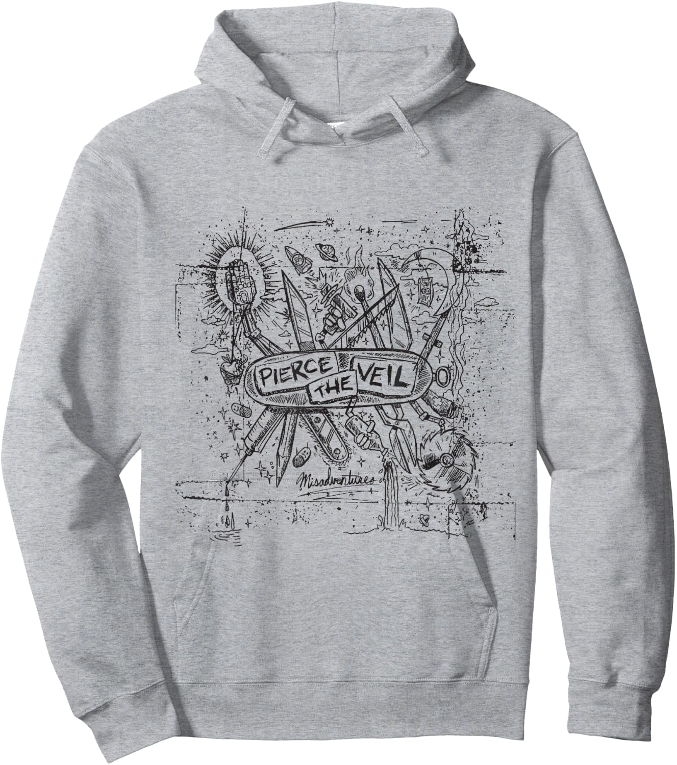 Pierce The Veil - Misadventures Cover in Black Print Hoodie - Hoodie | Ash