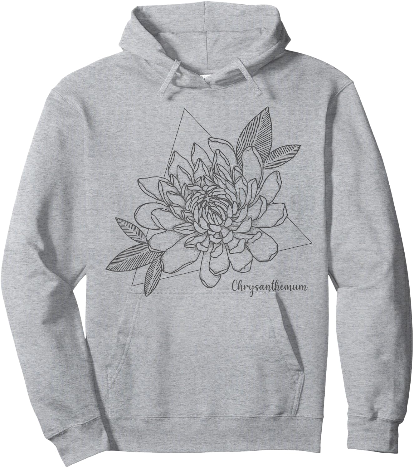Chrysanthemum Flower Minimalist Aesthetic Abstract Vintage Hoodie - Hoodie | Ash