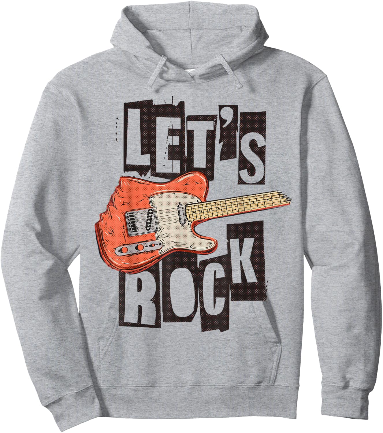 Let's Rock Electric Guitar Music Lover Band Guitarist Retro Hoodie - Hoodie | Ash