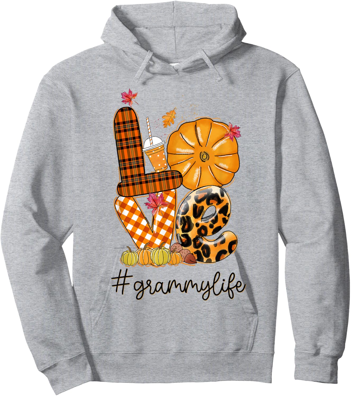 Thanksgiving Love grammy Life Candy Leopard Fall Gifts Hoodie - Hoodie | Ash