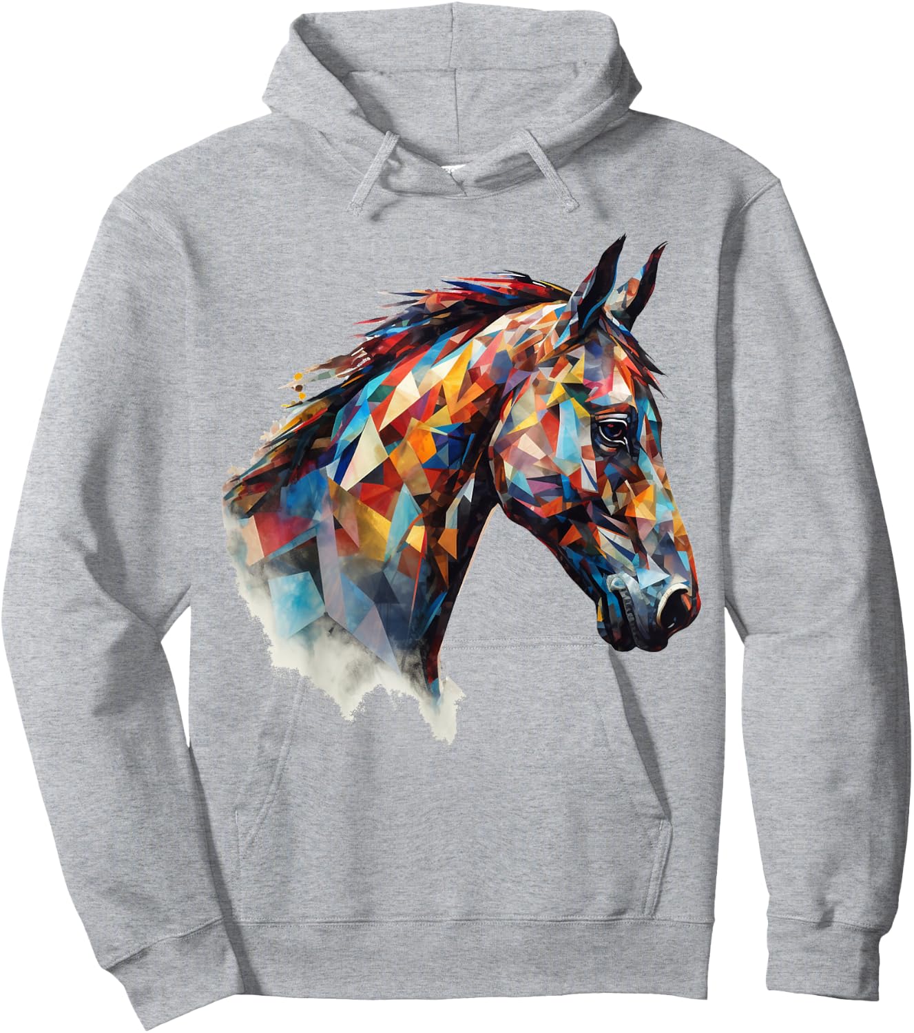 Horse Animal Riding Colourful Polygon Horse Motif – Art Horse Hoodie - Hoodie | Ash
