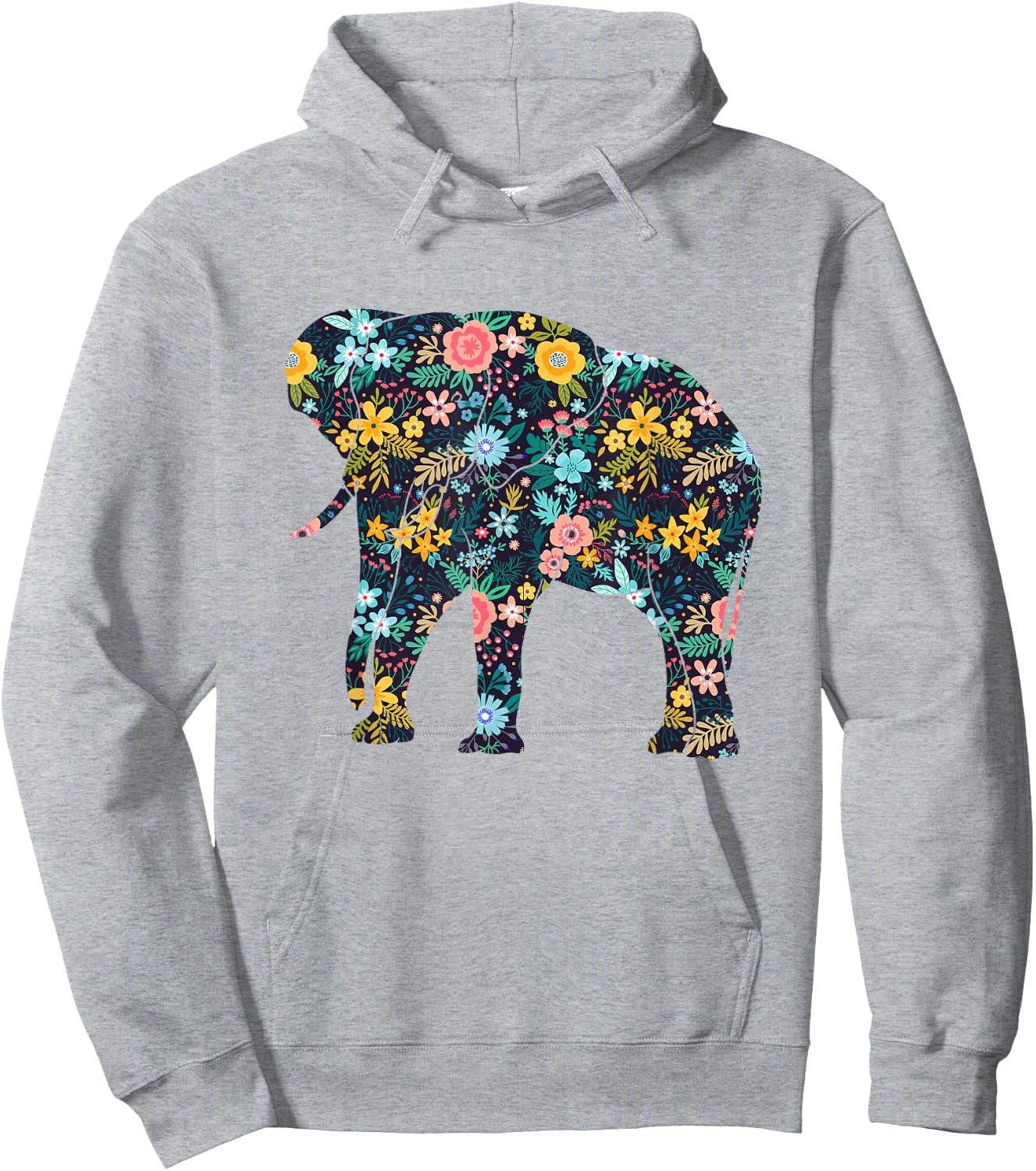 Floral Elephant Silhouette Girls Graphic Hoodie - Hoodie | Ash