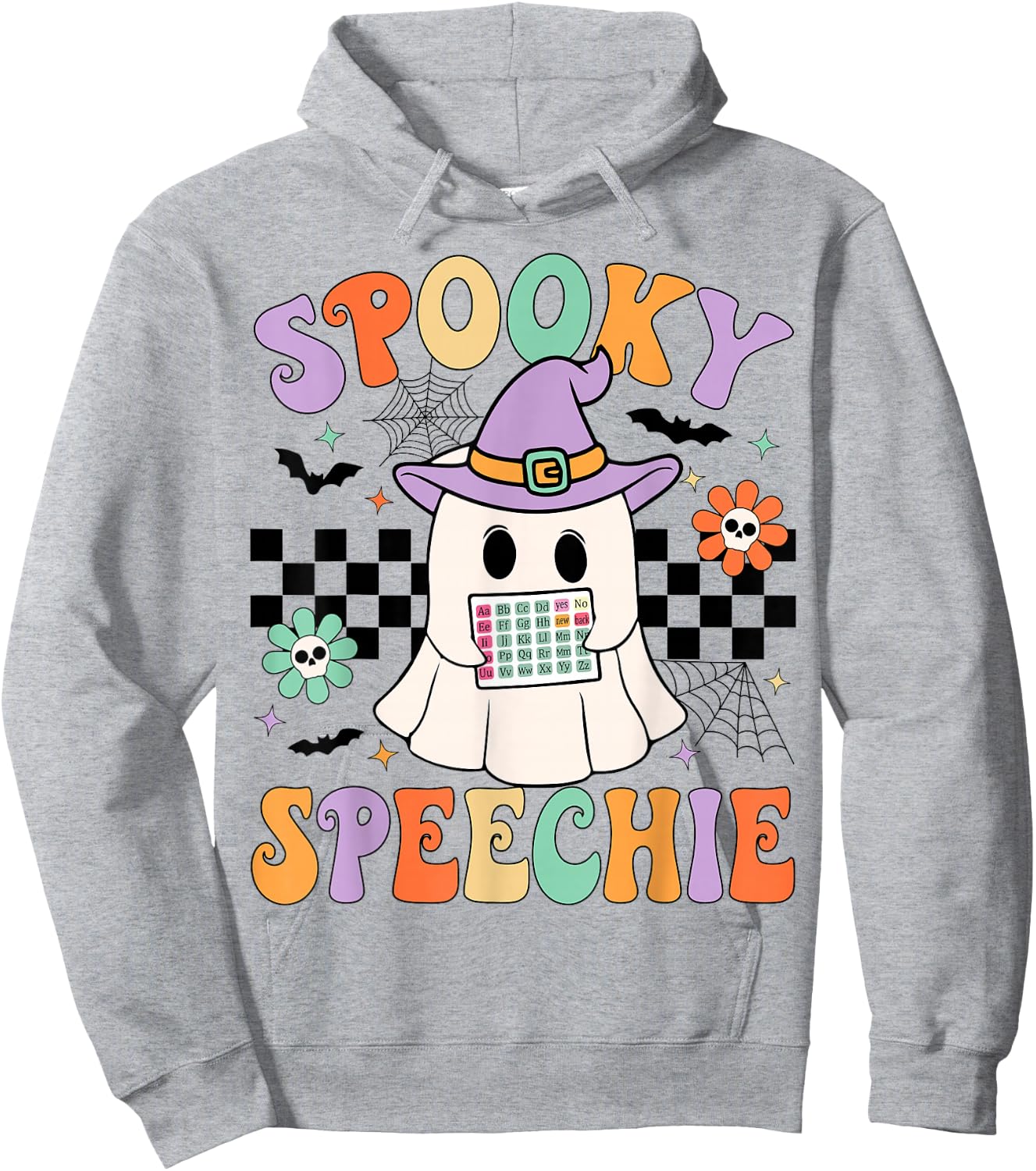 Spooky Speechie Speech Therapy Halloween Retro SLP Halloween Hoodie - Hoodie | Ash