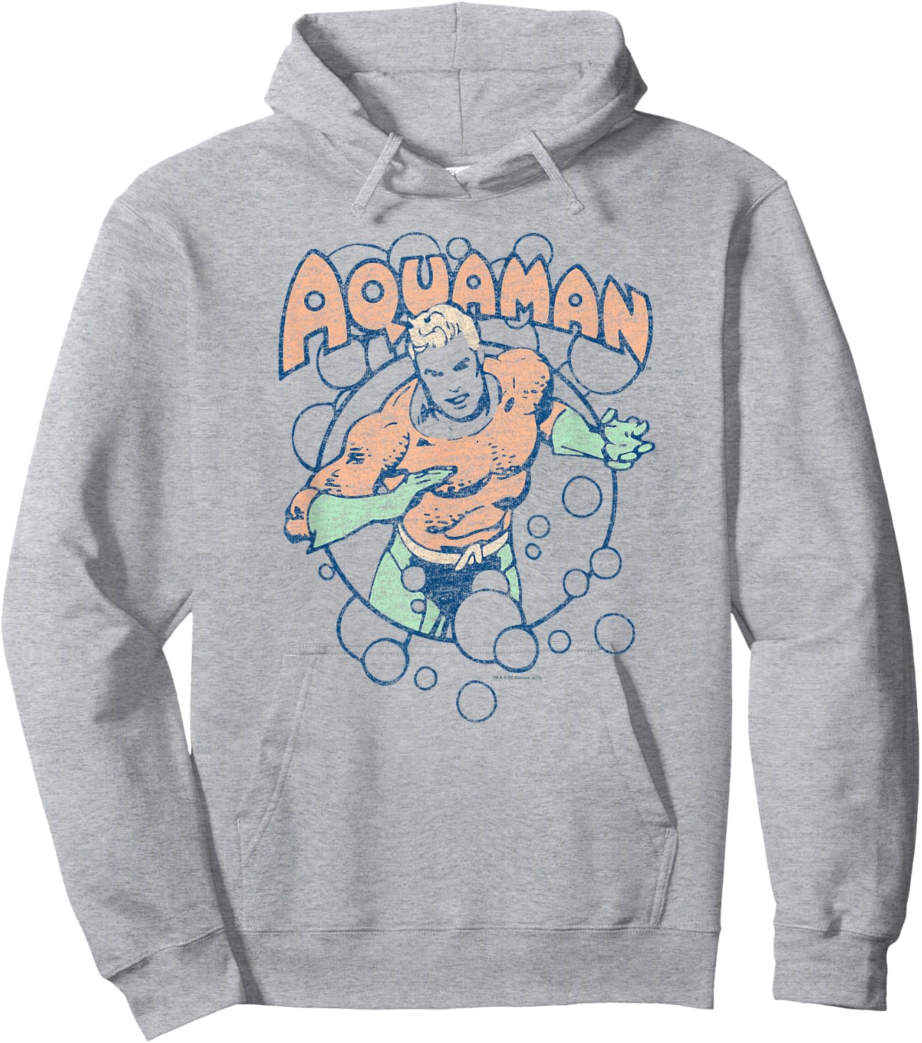 Aquaman Vintage Retro Bubbles Hoodie - Hoodie | Ash