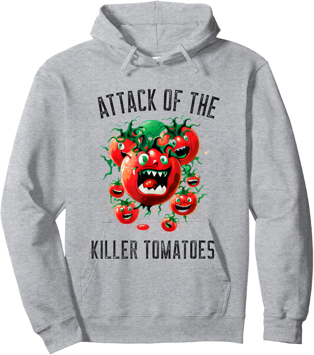 Attack of the Killer Tomatoes Vegan Vegetarian Garden Hoodie - Hoodie | Ash