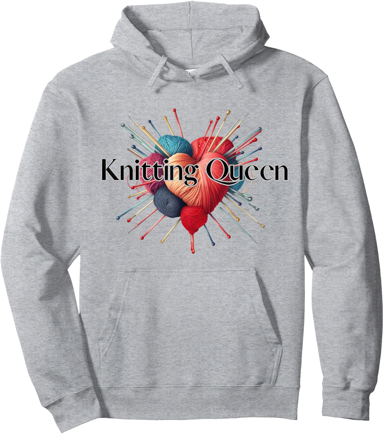 Heartwarming Creations: Knitting Supplies in Harmonious Form Hoodie - Hoodie | Ash