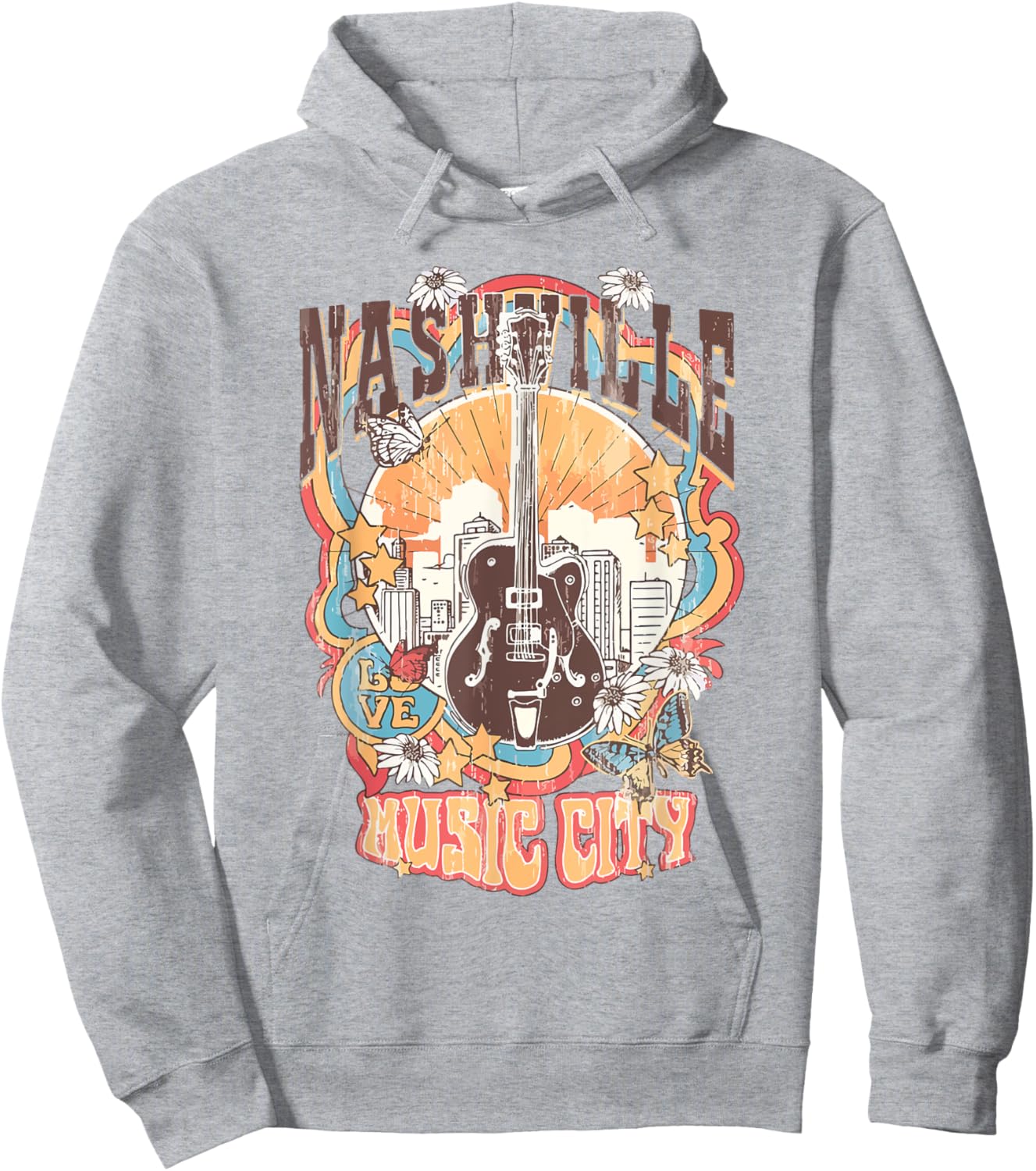Nashville Tennessee Guitar Country Music City Guitarist Gift Hoodie - Hoodie | Ash