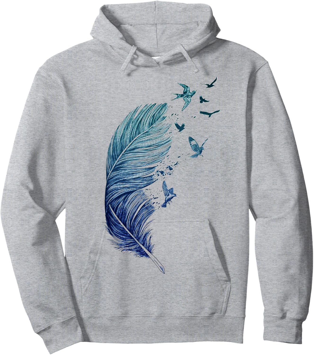 Flying Flock of Birds Feather Ink Art Bird Lovers Hoodie - Hoodie | Ash