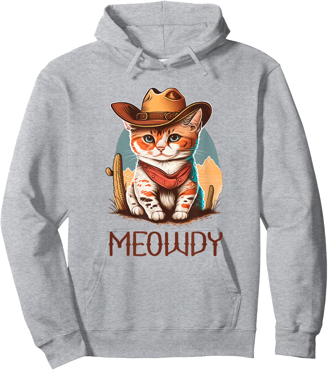 Meowdy Cat Funny Howdy Meme Western Cowboy Kitten Hoodie - Hoodie | Ash