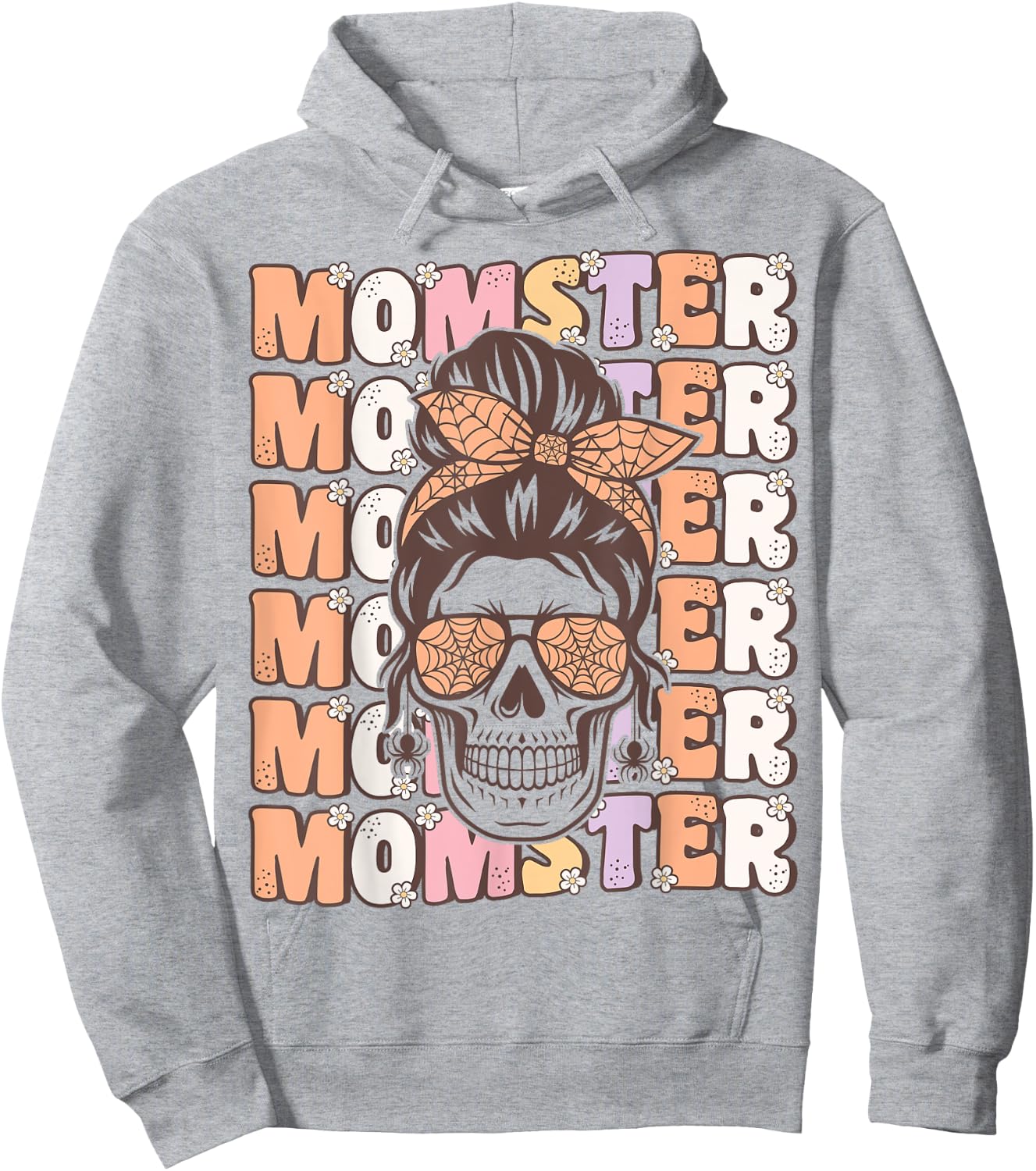 Funny Momster Spooky Mama Groovy Halloween Costume for Moms Hoodie - Hoodie | Ash
