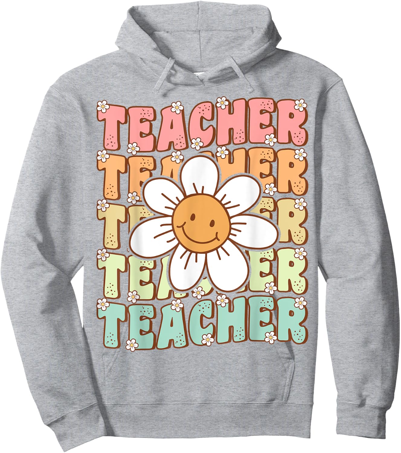 Groovy Teacher Cute Daisy Flower Retro Back to School Hoodie - Hoodie | Ash