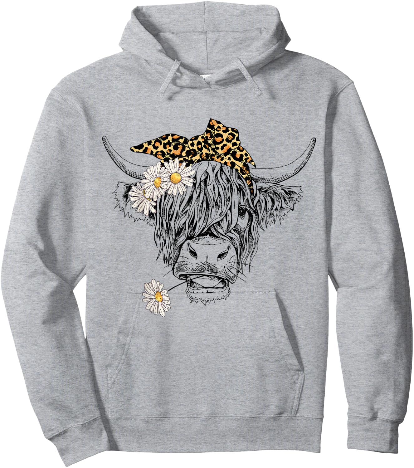 Cute Women Girl Heifer Cow With Bandana Headband and Glasses Hoodie - Hoodie | Ash