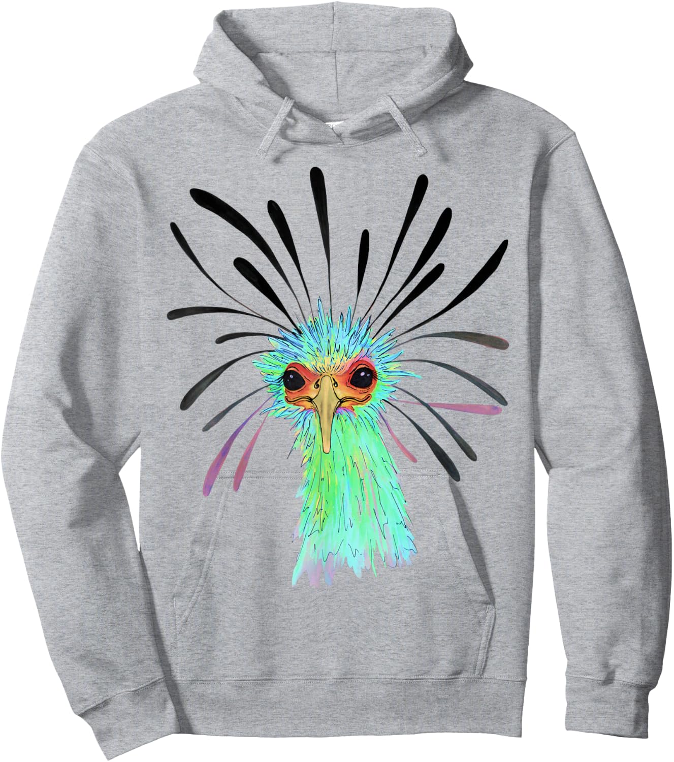 Watercolor Secretary Bird African Sagittarius Serpentarius Hoodie - Hoodie | Ash
