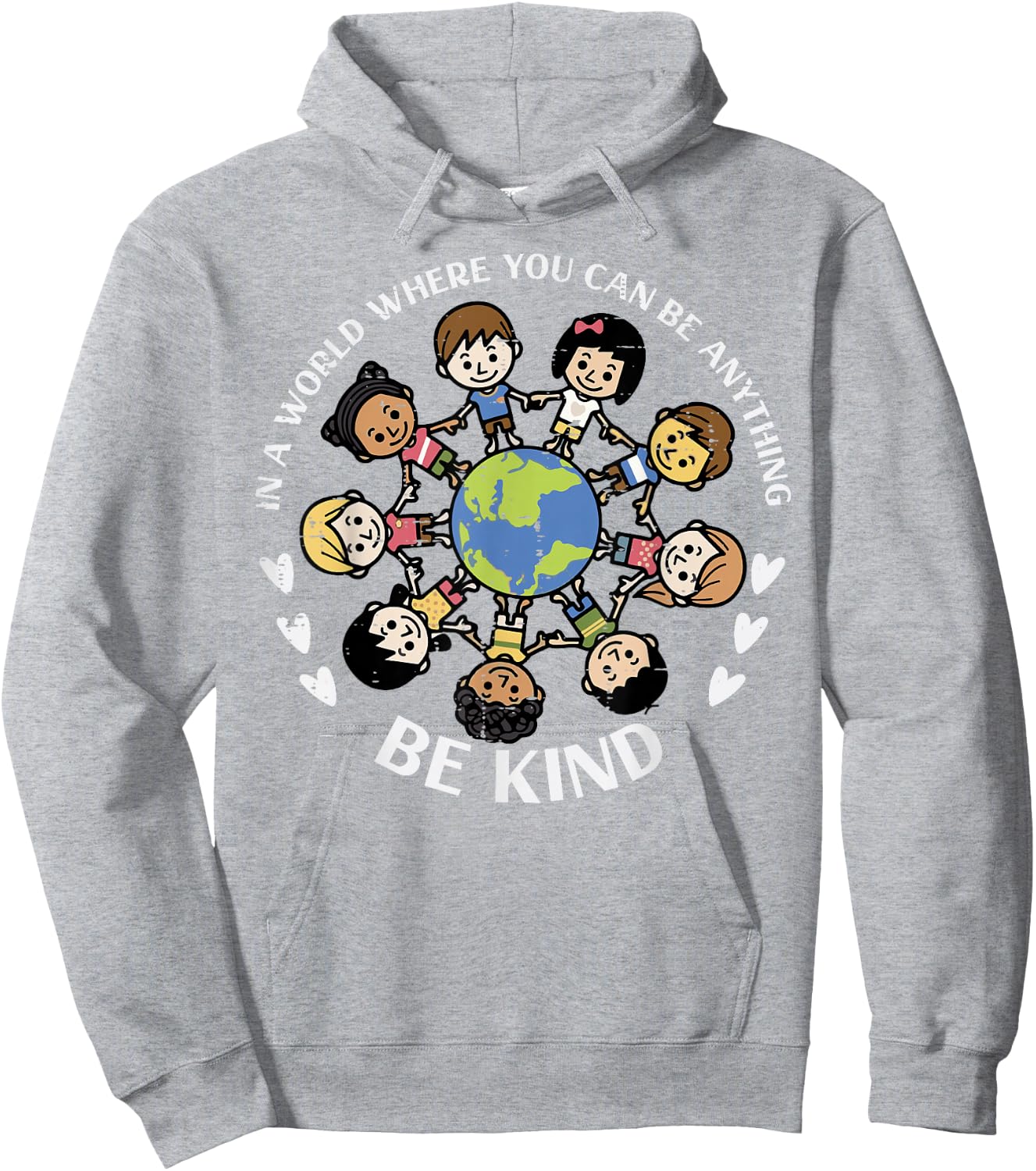 Kind Kids Earth Anti Bullying Unity Day Orange Boys Girls Hoodie - Hoodie | Ash