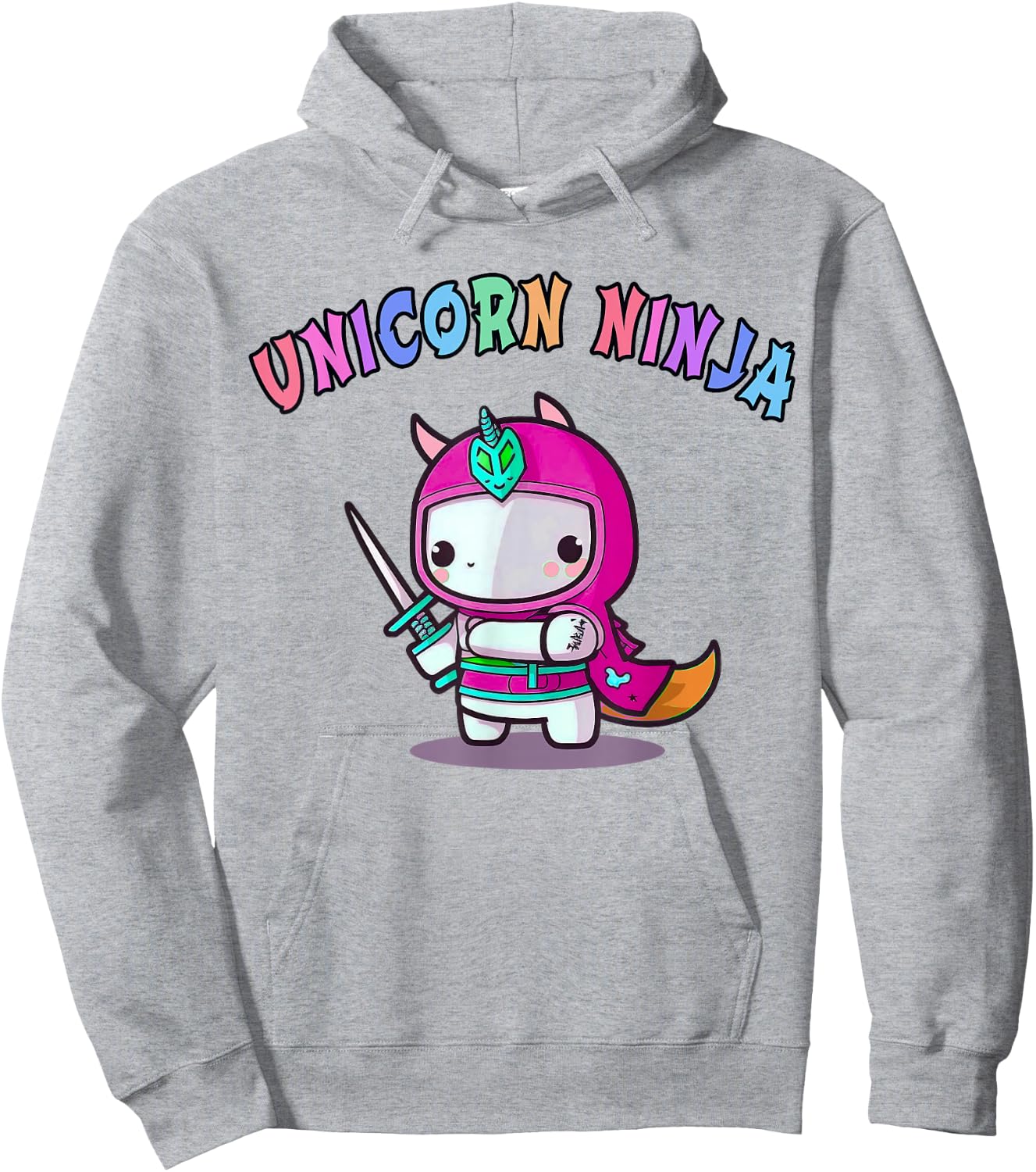 Funny UNICORN NINJA Girl Team Princess Birthday Crew Pink Hoodie - Hoodie | Ash