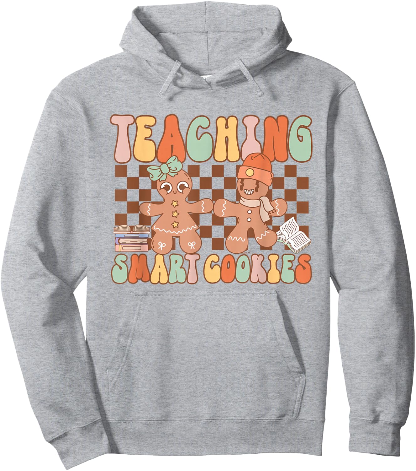 Retro Teaching Smart Cookies Teacher Christmas Gingerbread Hoodie - Hoodie | Ash