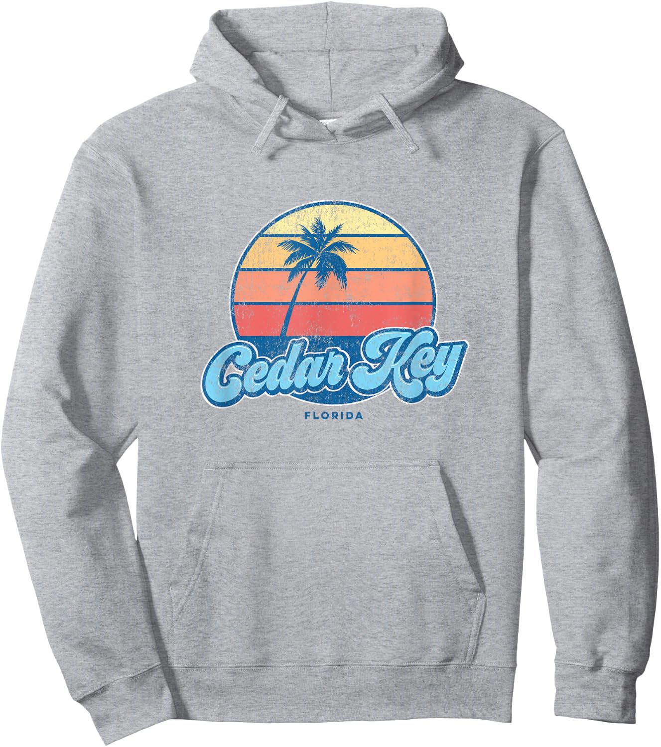 Vintage Cedar Key Florida FL Classic 70s Retro Surfer Hoodie - Hoodie | Ash