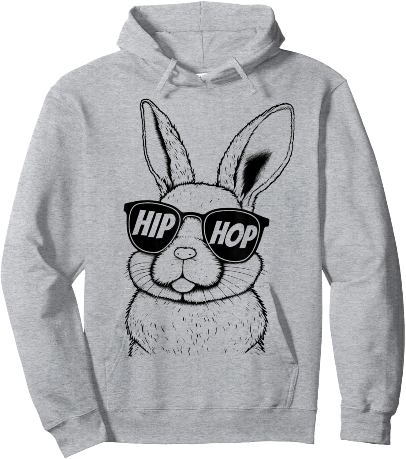 Hip Hop Bunny Face With Sunglasses for Boys Men Kids Easter Hoodie - Hoodie | Ash