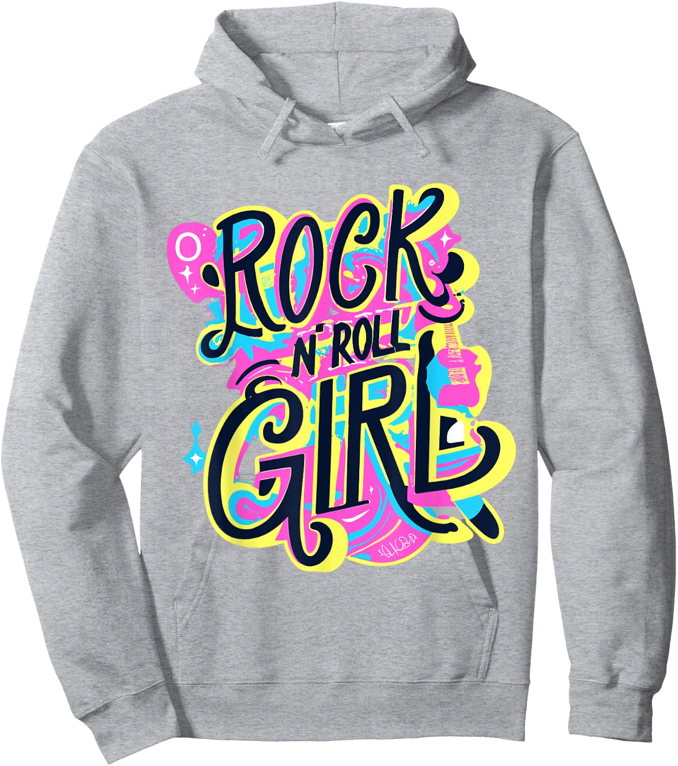 Rock N Roll Girl 80's Costume Graffiti Rock Music Cute Hoodie - Hoodie | Ash