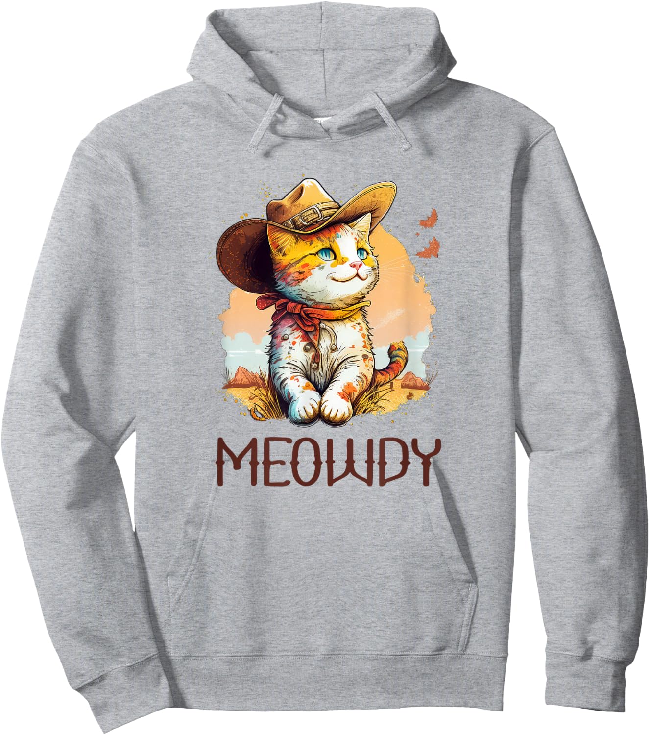 Meowdy Cat Funny Howdy Meme Western Cowboy Kitten Hoodie - Hoodie | Ash